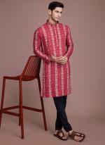 Rayon Dusty Maroon Casual Wear Printed Readymade Kurta